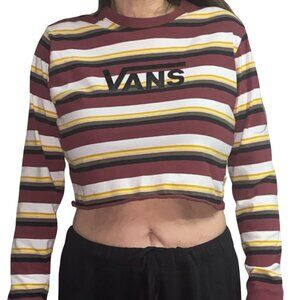 Sz.L*VANS*Burgundy Striped Crop Top--Says "VANS"--Long Sleeves